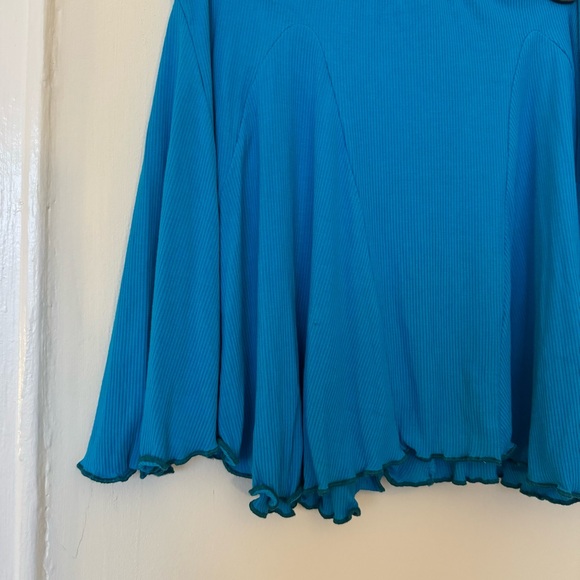 UO Bright Blue Ribbed Mini Skirt - Picture 2 of 4
